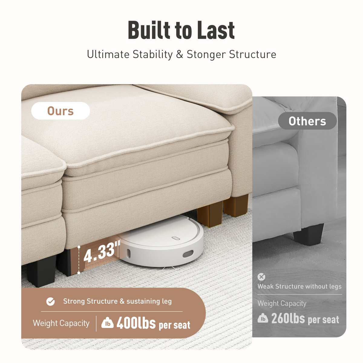 Deep Seat Sofa Chair With Throw Pillow